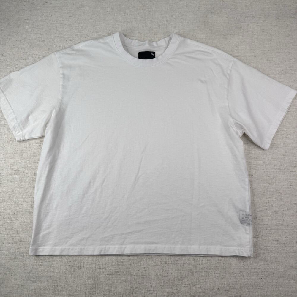 Stone Falcon Men's Apparel Relaxed Fit White Boxy T-Shirt Tee Size L